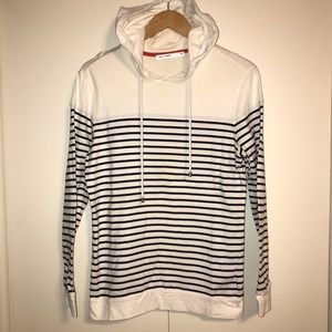 BASIC HOUSE Long Sleeve Striped Pull-On Hoodie
